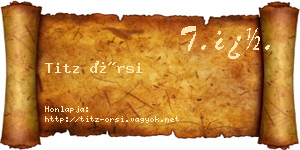 Titz Örsi névjegykártya
